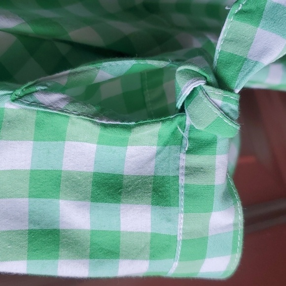 Roaman's green & white French  check SS button down blouse 22W - Picture 5 of 10